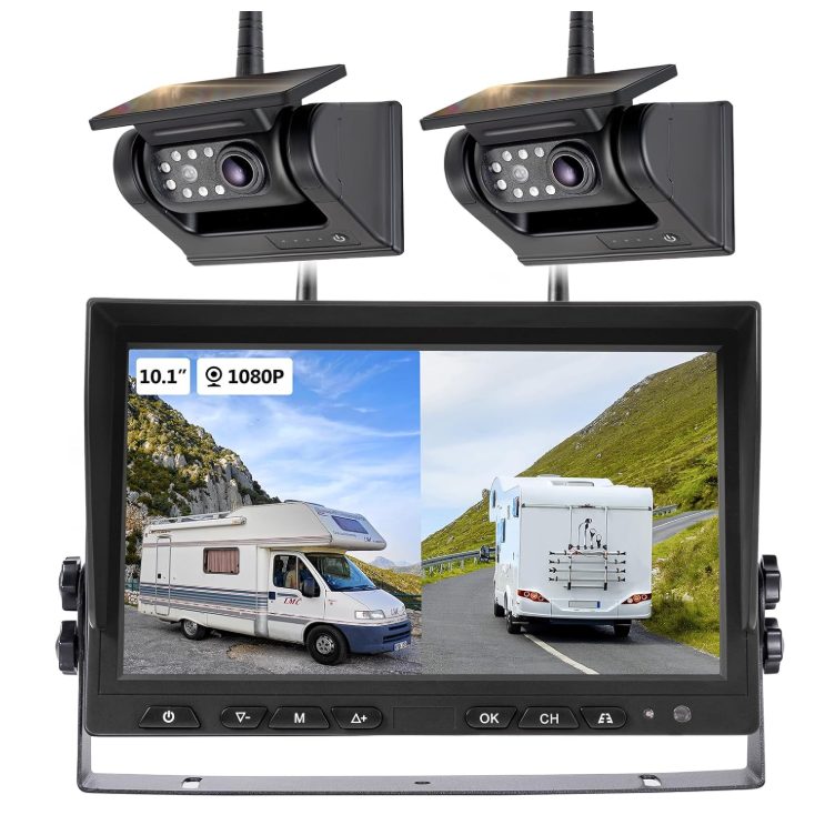 10.1" - 2 Magnetic Solar Wireless Backup Camera RV Backup Camera Kit